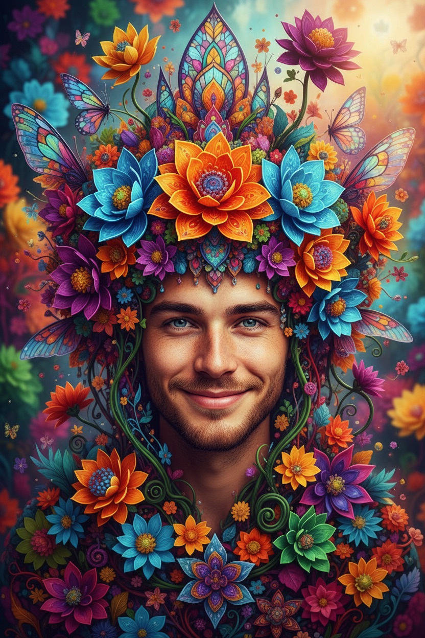 Яркий цветочный портрет preview 2