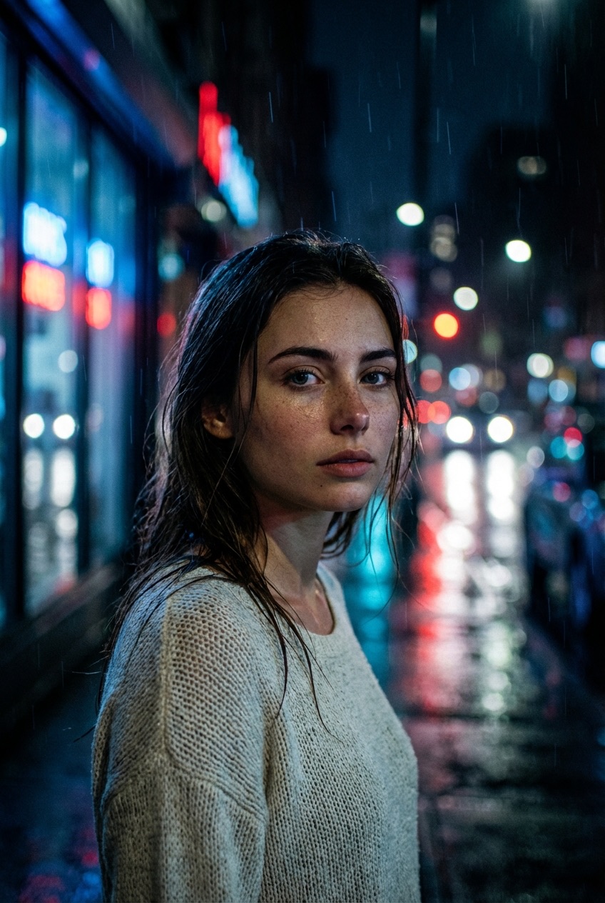 Cinematic Nighttime Urban Portrait preview 1