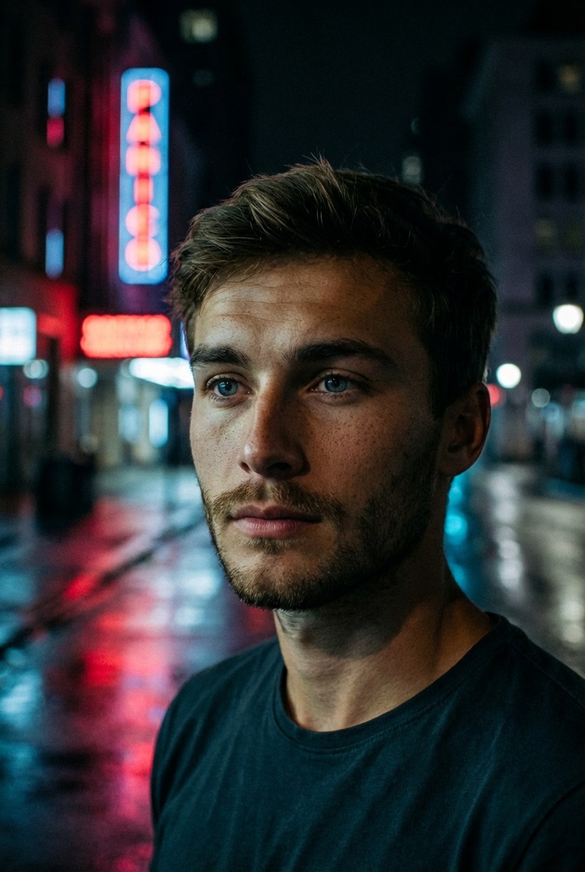 Cinematic Nighttime Urban Portrait preview 2